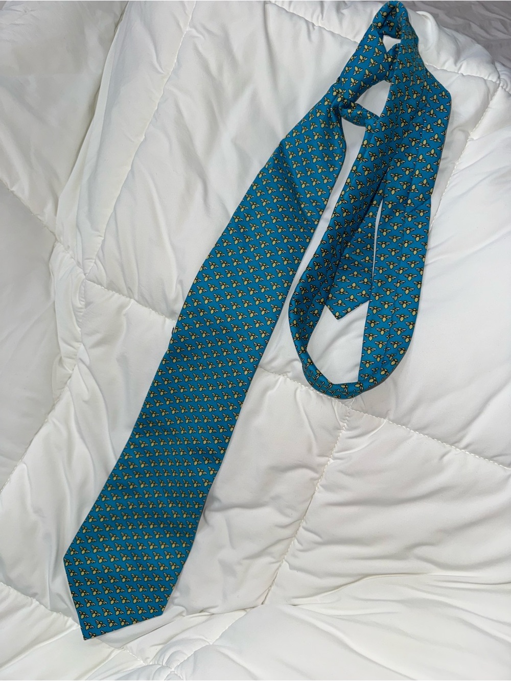 Men's Teal Patterned Silk Tie - Unbranded
